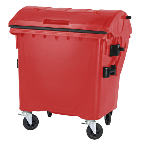 Plastikowy pojemnik 1100 l – czerwona pokrywa w pokrywie