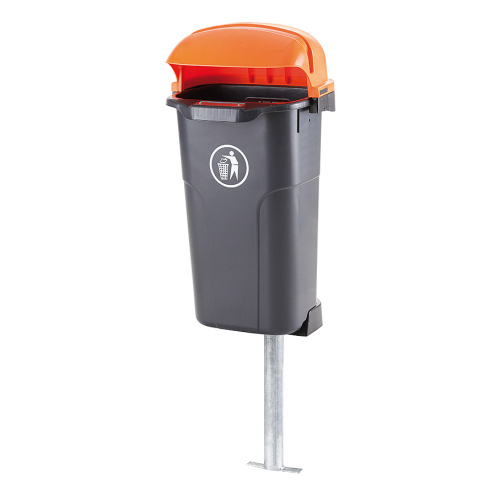Plastikowy kosz na śmieci Urban 50 l - czarno/pomarańczowy